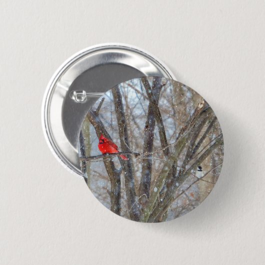 Badge Rond 5 Cm Cardinal et Chickadee (Devant & derrière)