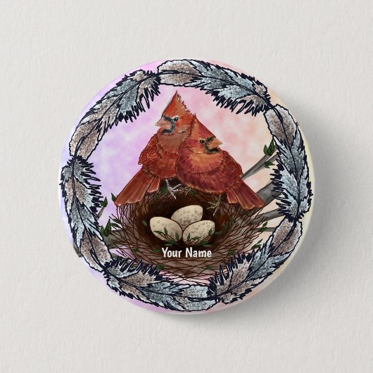 Badge Rond 5 Cm Cardinal Nest (Devant)