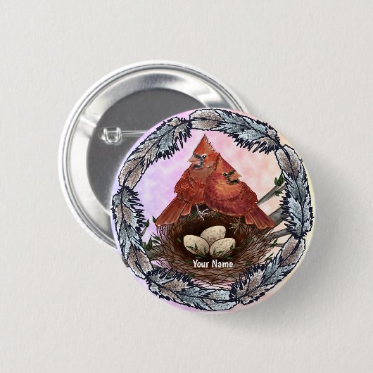 Badge Rond 5 Cm Cardinal Nest (Devant & derrière)