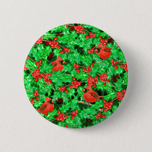 Badge Rond 5 Cm Cardinaux et baies sèches