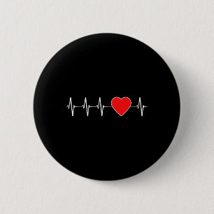 Badge Rond 5 Cm Cardiologie Cardiaque Ekg Cardiopathie rouge Conna