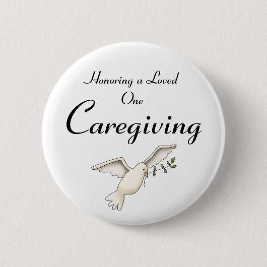 Badge Rond 5 Cm Caregiving, honorant aimé (Devant)