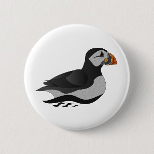 Badge Rond 5 Cm Caricature adorable en nage de Puffin Atlantique