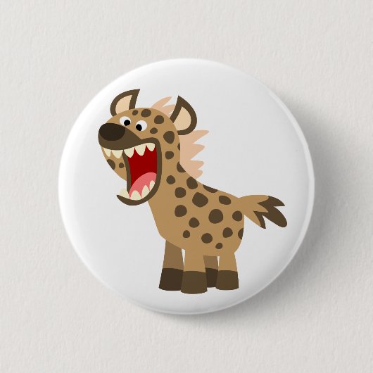 Badge Rond 5 Cm Caricature affamée Hyena (Devant)