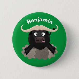 Badge Rond 5 Cm Caricature amusante de buffle d'eau courante