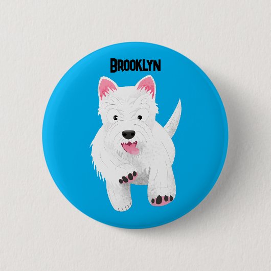 Badge Rond 5 Cm Caricature blanche de terrier de l'ouest (Devant)