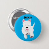 Badge Rond 5 Cm Caricature blanche de terrier de l'ouest (Devant & derrière)