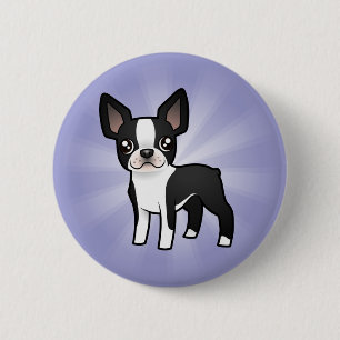 Badge Rond 5 Cm Caricature Boston Terrier