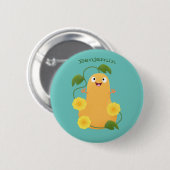 Badge Rond 5 Cm Caricature citrouille gourde en beuret joyeux (Devant & derrière)