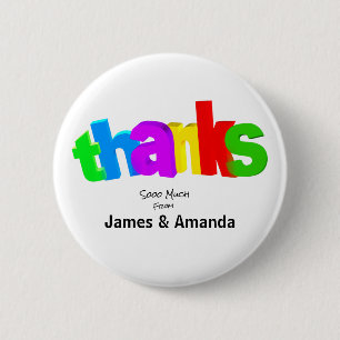 Badge Rond 5 Cm Caricature couleur arc-en-ciel - Merci beaucoup -