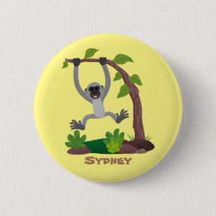 Badge Rond 5 Cm Caricature de bande de gibbon joyeux