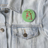 Badge Rond 5 Cm Caricature de bébé orangoutan joyeux (En situation)