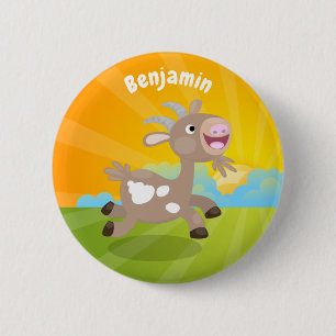 Badge Rond 5 Cm Caricature de chèvre billy joyeux