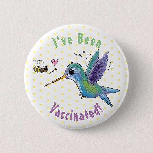 Badge Rond 5 Cm Caricature de colibri d'abeille mignonne (Devant)
