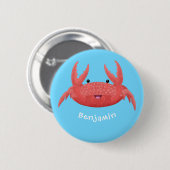 Badge Rond 5 Cm Caricature de crabe rouge cuite (Devant & derrière)
