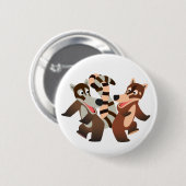 Badge Rond 5 Cm Caricature de danse mignonne Coatimundis (Devant & derrière)