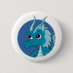 Badge Rond 5 Cm Caricature de dragon bleu
