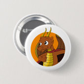 Badge Rond 5 Cm Caricature de dragon orange (Devant & derrière)