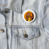 Badge Rond 5 Cm Caricature de dragon orange (En situation)