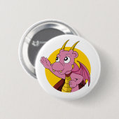 Badge Rond 5 Cm Caricature de dragon rose (Devant & derrière)