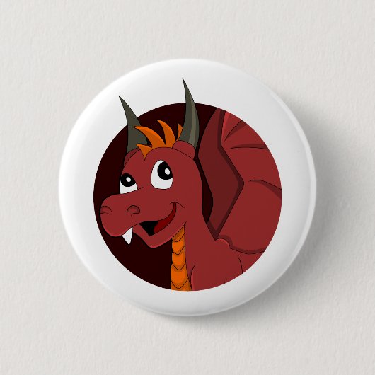 Badge Rond 5 Cm Caricature de dragon rouge (Devant)