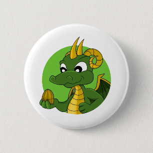 Badge Rond 5 Cm Caricature de dragon vert