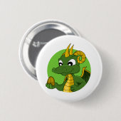 Badge Rond 5 Cm Caricature de dragon vert (Devant & derrière)