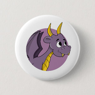 Badge Rond 5 Cm Caricature de dragon violet