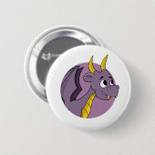 Badge Rond 5 Cm Caricature de dragon violet (Devant & derrière)