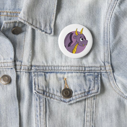 Badge Rond 5 Cm Caricature de dragon violet (En situation)