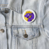 Badge Rond 5 Cm Caricature de dragon violet (En situation)