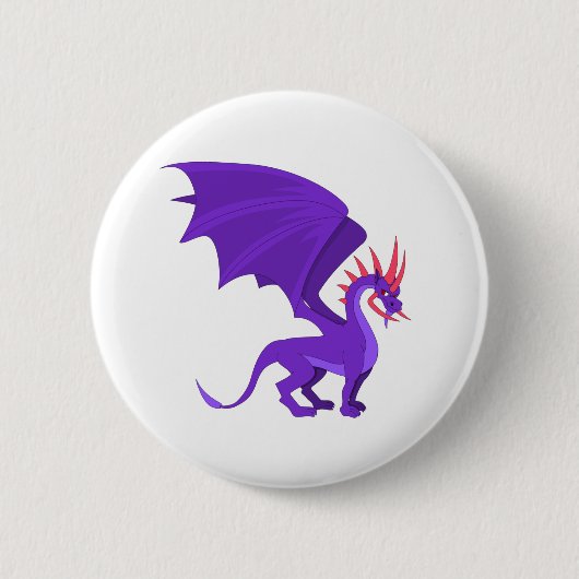 Badge Rond 5 Cm Caricature de dragon violet (Devant)