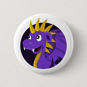 Badge Rond 5 Cm Caricature de dragon violet