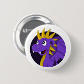 Badge Rond 5 Cm Caricature de dragon violet (Devant & derrière)