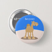 Badge Rond 5 Cm Caricature de dromadaire joyeux et souriant (Devant & derrière)