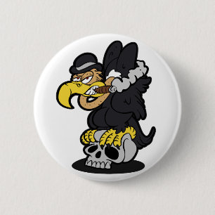 Badge Rond 5 Cm Caricature de Griffon Vulture  choisir la couleur 