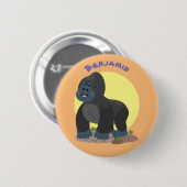 Badge Rond 5 Cm Caricature de gros gorilles joyeux (Devant & derrière)