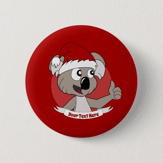 Badge Rond 5 Cm Caricature de koala de Noël (Devant)