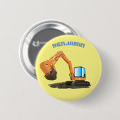 Badge Rond 5 Cm Caricature de la pelle orange (Devant & derrière)