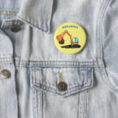 Badge Rond 5 Cm Caricature de la pelle orange (En situation)