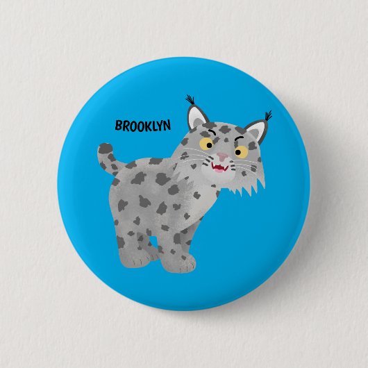 Badge Rond 5 Cm Caricature de lynx de lynx de lynx (Devant)