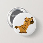 Badge Rond 5 Cm Caricature de marche mignonne Hyena (Devant & derrière)