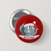 Badge Rond 5 Cm Caricature de Noël avec un joli éléphant (Devant & derrière)