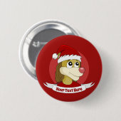 Badge Rond 5 Cm Caricature de Noël avec un mignon bouton lion (Devant & derrière)