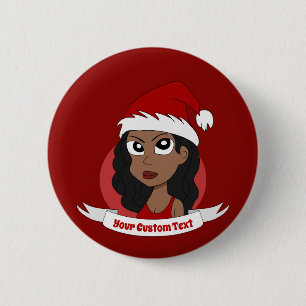 Badge Rond 5 Cm Caricature de Noël pour la jeune femme