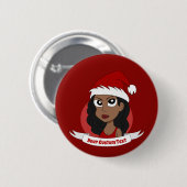 Badge Rond 5 Cm Caricature de Noël pour la jeune femme (Devant & derrière)