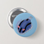 Badge Rond 5 Cm Caricature de nudibranche bleu mignon (Devant & derrière)