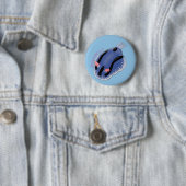 Badge Rond 5 Cm Caricature de nudibranche bleu mignon (En situation)