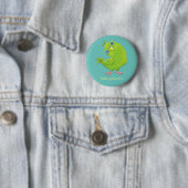 Badge Rond 5 Cm Caricature de perruche verte curieuse (En situation)