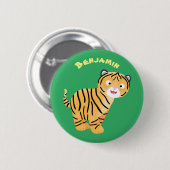 Badge Rond 5 Cm Caricature de petit tigre joyeux (Devant & derrière)